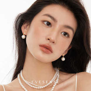 EVESENSE高级感法式 镶钻珍珠耳饰复古简约原创小众设计轻奢耳环女