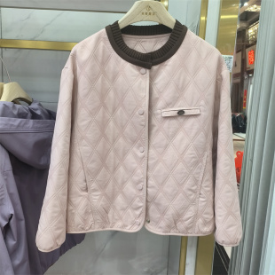 百搭显瘦夹克专柜正品 休闲风圆领菱格纹短外套女时尚 新款 2026春季