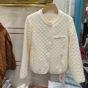 夹克上衣商场同款 显瘦百搭短款 针织圆领菱格纹外套女春季 时尚