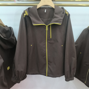 连帽拉链短款 女装 外套女春季 百搭冲锋衣夹克上衣专柜正品 时尚 韩版