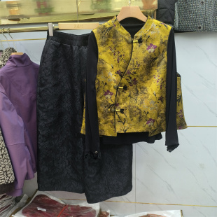 妈妈装 实体同款 国风贵夫人三件套套裤 风盘扣马夹女2026春装 新中式