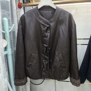 百搭外套夹克商场同款 通勤风立领PU皮衣女短款 宽松显瘦时尚