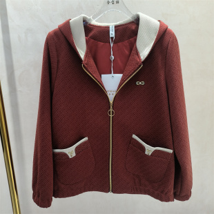 外套女春秋宽松拉链夹克短外套 休闲连帽短款 2026春季 中年妈妈