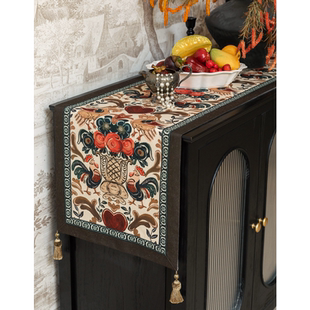 边柜桌旗美式复古高级感电视柜桌布新中式斗柜盖布防水茶几布盖巾