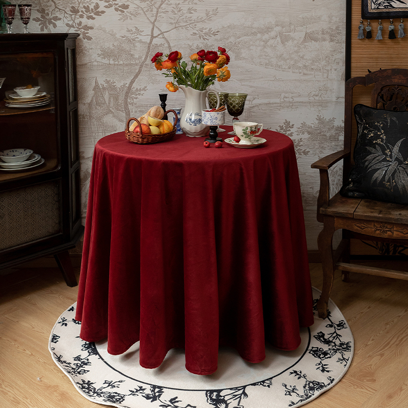 新年红色桌布dadamore纯色丝绒