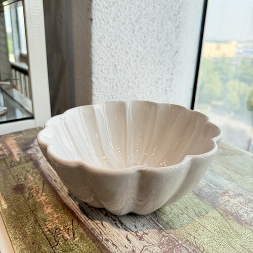 外贸白色复古陶瓷贝壳碗 西餐厅沙拉碗 拌菜盘 炖菜盘 水果盘