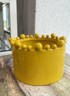 外贸出口黄色大皇冠造型陶瓷花盆桌面装饰摆件创意栽花盆 种植盆