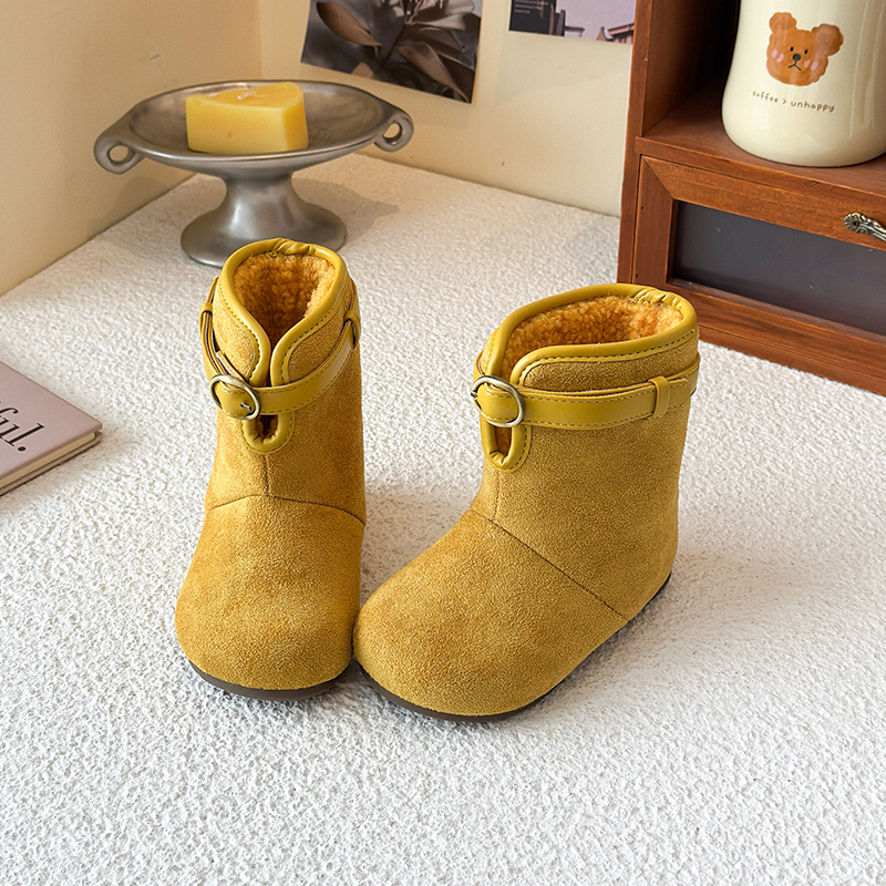 小腰带靴~儿童棉鞋冬季新款加绒加厚保暖女童潮流个性两穿雪地靴
