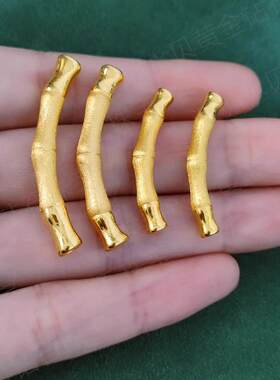 足金999竹节弯管硬金黄金半镯