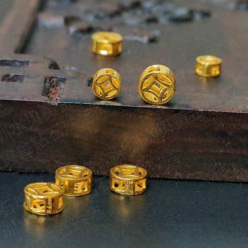黄金四通孔铜钱币足金镂空钱币