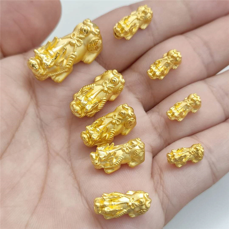 足金999貔貅黄金麒麟神兽皮丘3D硬金瑞兽纯金招财转运珠手串男女