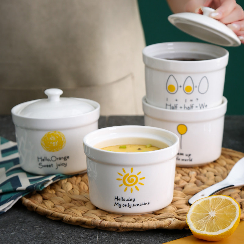 4.5英寸陶瓷隔水炖盅带盖子蒸蛋羹燕窝碗沙县炖罐家用一人煲汤盅