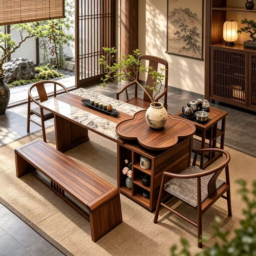 禅意办公室简约茶桌茶台茶室家具