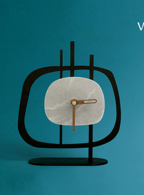 云石创意时钟摆件卧室床头柜装饰