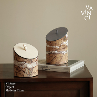 梵其高档轻奢大理石收纳罐桌面杂物整理盒样板间入户玄关收纳摆件