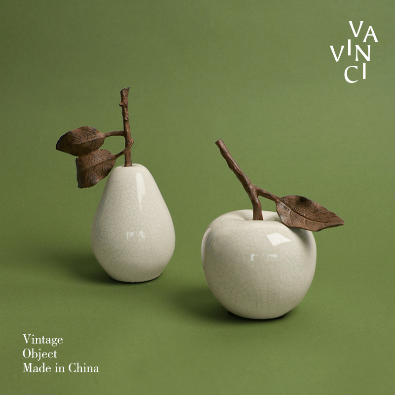 梵其现代创意冰裂纹陶瓷水果摆件