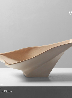 梵其现代极简几何陶瓷果盘收纳置物盘样板间客厅茶几桌面装饰摆件