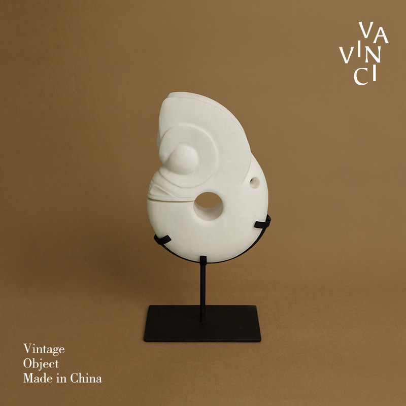 梵其【玉猪龙】新石器仿古雕刻玉石玉璧摆件样板间酒店民宿装饰品