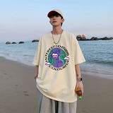 得物品质纯棉重磅潮牌潮流青少年宽松圆领短袖T恤B219-Y389-P25，男装T恤，电商B219