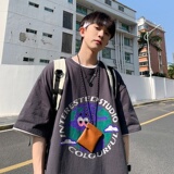 220克夏装印花宽松港仔百搭学生休闲圆领短袖t恤Y389P25，男装T恤，电商B219
