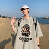 2023夏装新款卡通印花宽松港仔百搭学生休闲圆领短袖t恤Y288P25，男装T恤，电商B219