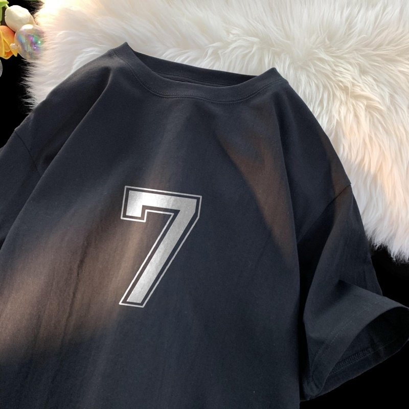 220克夏装印花宽松港仔百搭学生休闲圆领短袖t恤Y408P25黑，男装T恤，电商B219