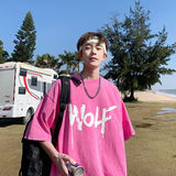 得物品质纯棉重磅水洗潮牌青少年宽松圆领短袖T恤B219-Y331-P35，男装T恤，电商B219