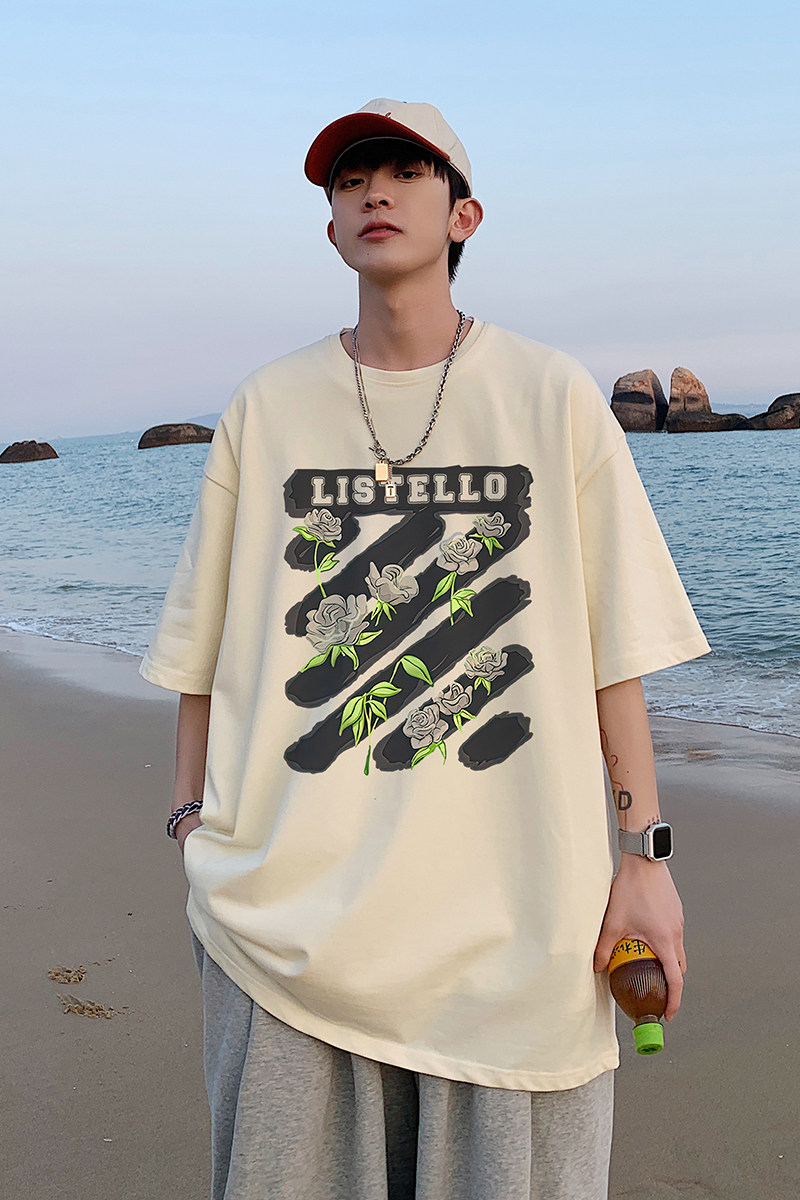 创意斑马线印花圆领短袖t恤Y271P25,男装T恤,电商B219