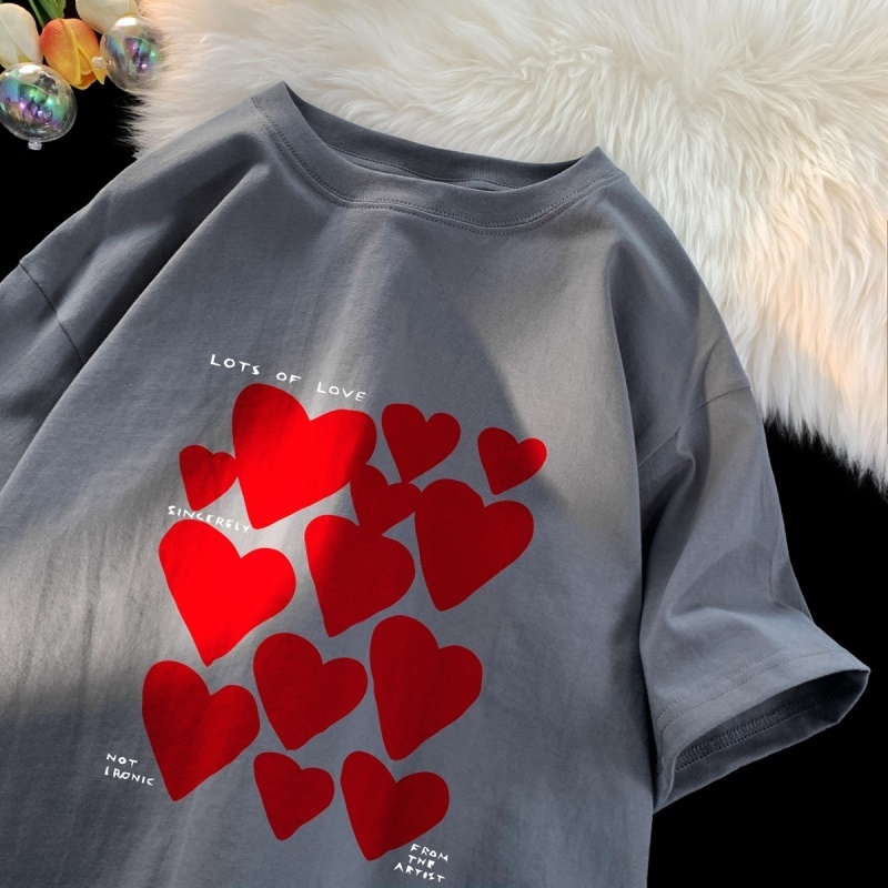 220克夏装印花宽松港仔百搭学生休闲圆领短袖t恤Y400P25深灰，男装T恤，电商B219