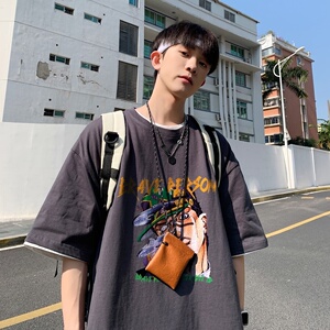 2023夏装新款印花宽松港仔百搭学生休闲圆领短袖t恤Y603P25图片