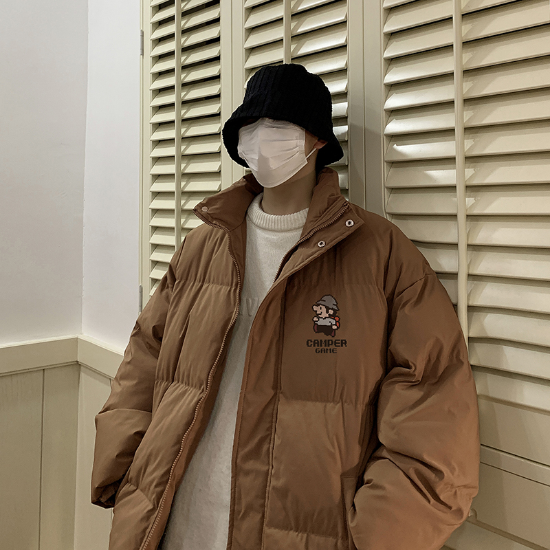 冬季连帽男士棉服加厚字母棉衣休闲棉袄青年B219-MY505-P68咖啡，男装棉衣，电商B219