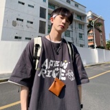 220克夏装新款印花宽松港仔百搭学生休闲圆领短袖t恤Y383P25，男装T恤，电商B219