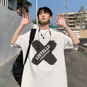 220克夏装新款英文印花宽松港仔百搭学生休闲圆领短袖t恤Y250P25图片
