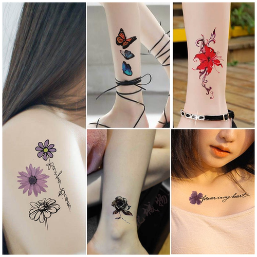 纹身贴防水女持久彼岸花仿真性感遮疤个性网红玫瑰花花朵纹身贴纸