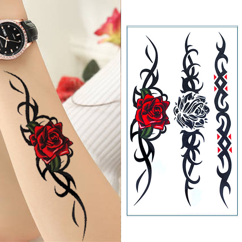 3张 纹身贴防水女持久玫瑰花小清新图腾刺青贴个性仿真文身贴