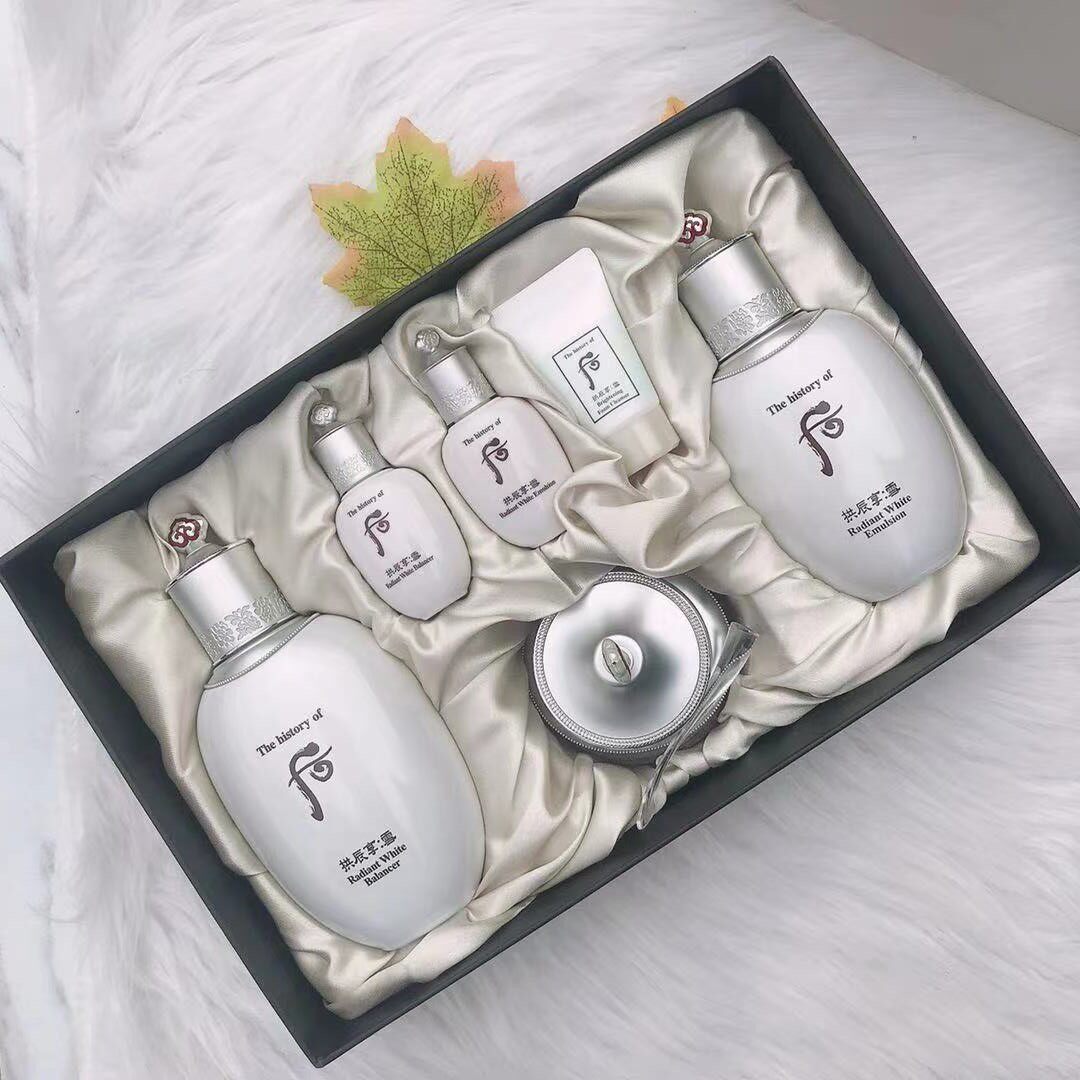 韩国正品whoo后拱辰享雪美白水乳霜三件套盒提亮肤色补水淡化祛斑