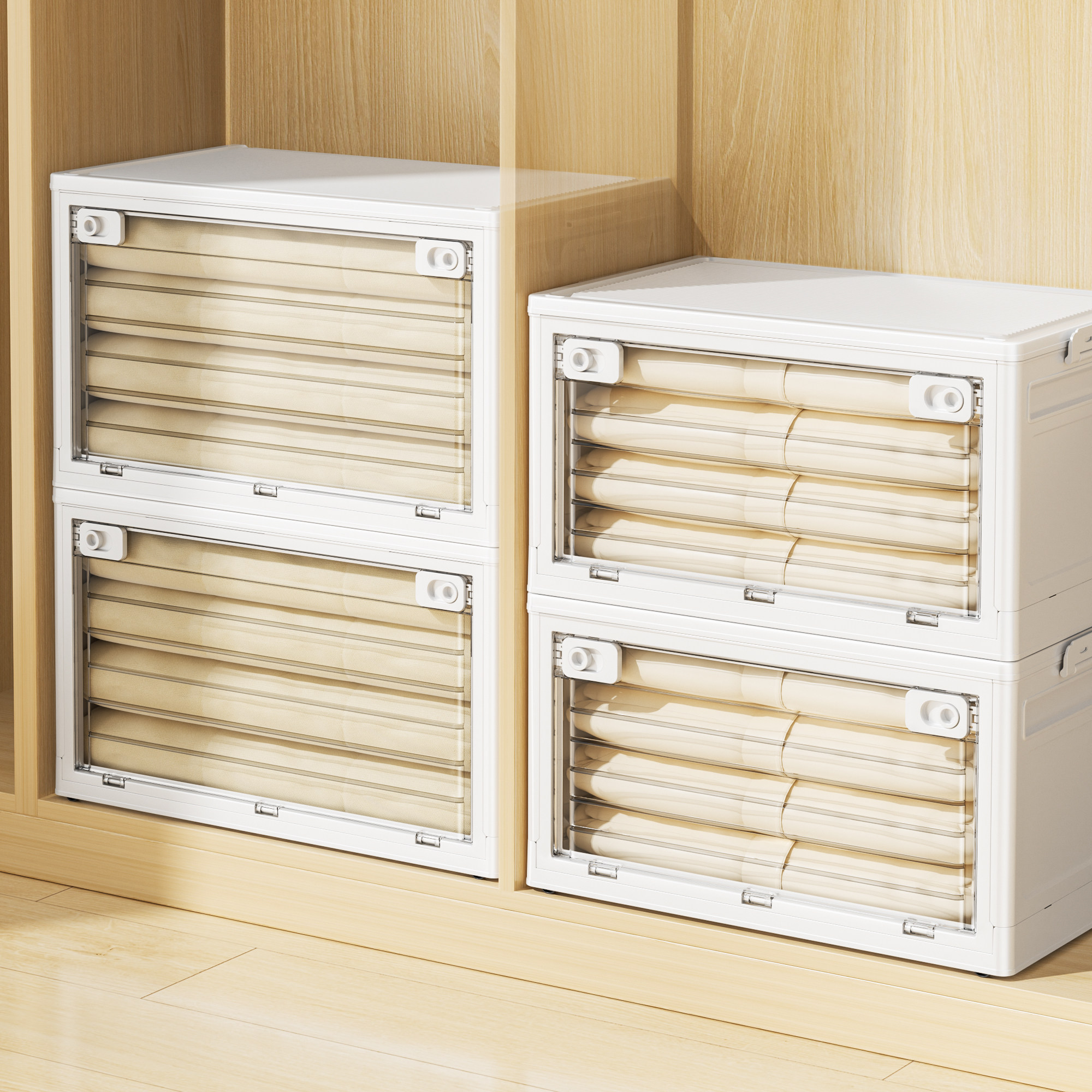 日本收纳箱家用衣柜衣物衣服被子整理箱塑料透明折叠储物箱书本箱