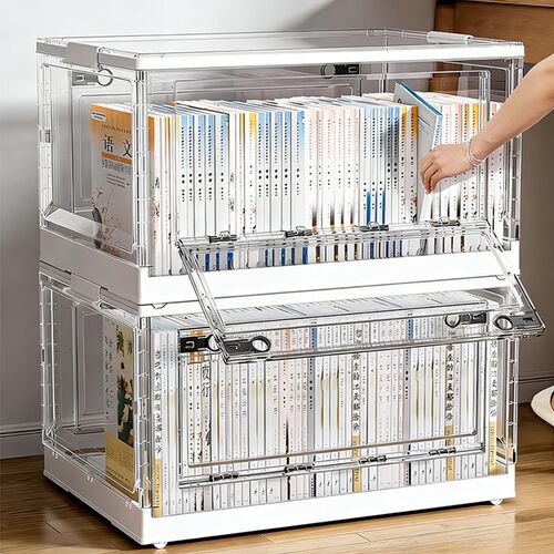 书本收纳箱透明书本收纳箱带轮子