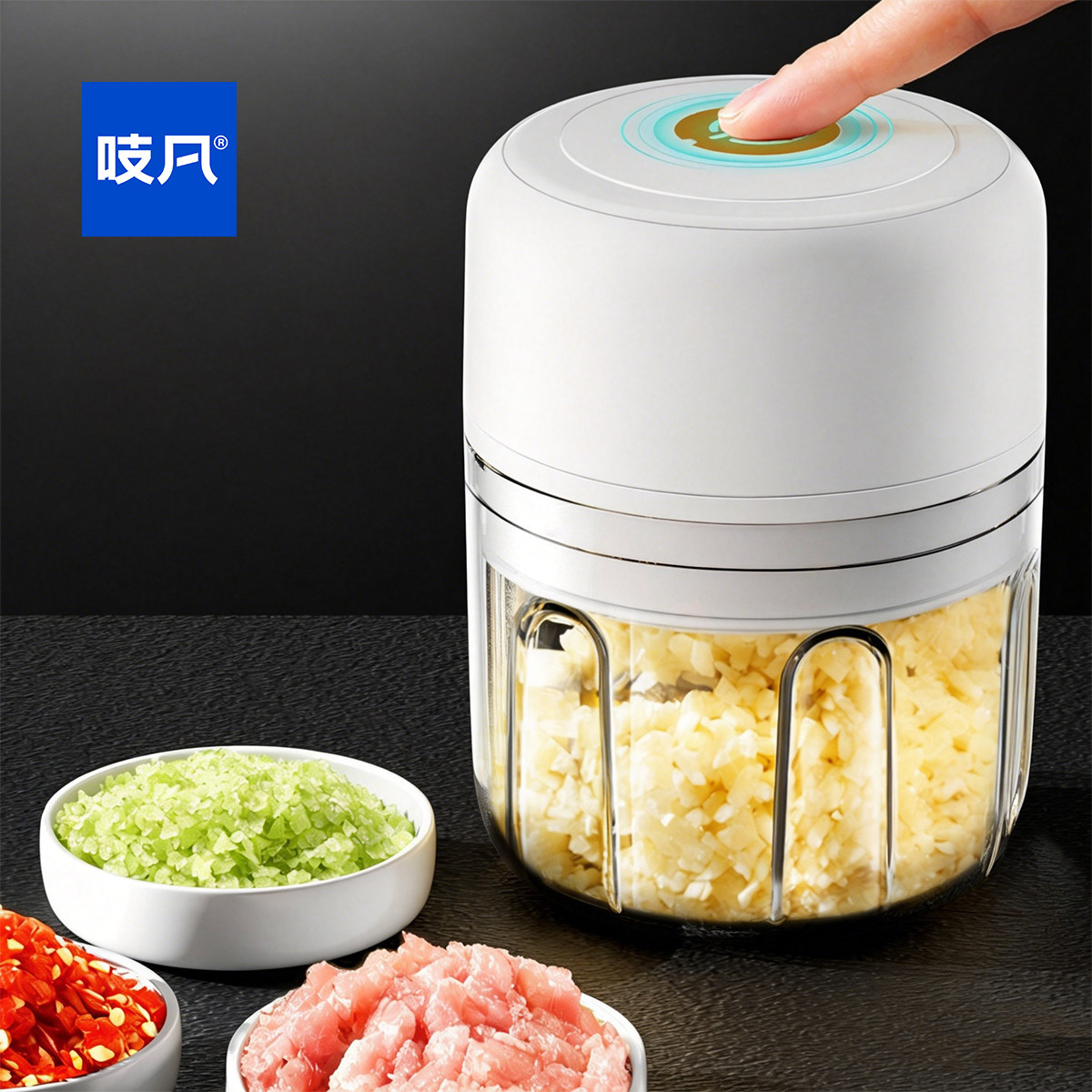 日本蒜泥神器电动捣蒜器家用无线打蒜搅碎机蒜末佐料粉碎器压蒜蓉