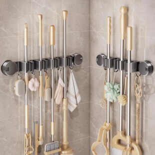 日本吸盘拖把壁挂夹浴室免打孔真空拖把夹扫把拖布挂钩置物收纳架