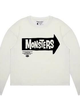 Paper voice怪物伙伴长袖T恤美式复古cleanfit风格boxy版型设计