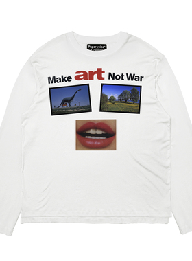 Paper voice艺术战争长袖T恤美式复古cleanfit风格无性别垂坠感