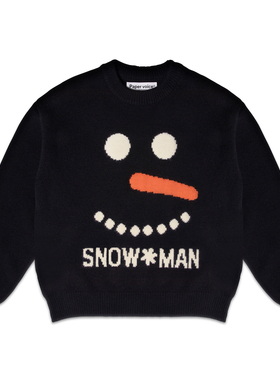 Paper voice圣诞雪人毛衣宽松休闲美式趣味提花青春通勤日常