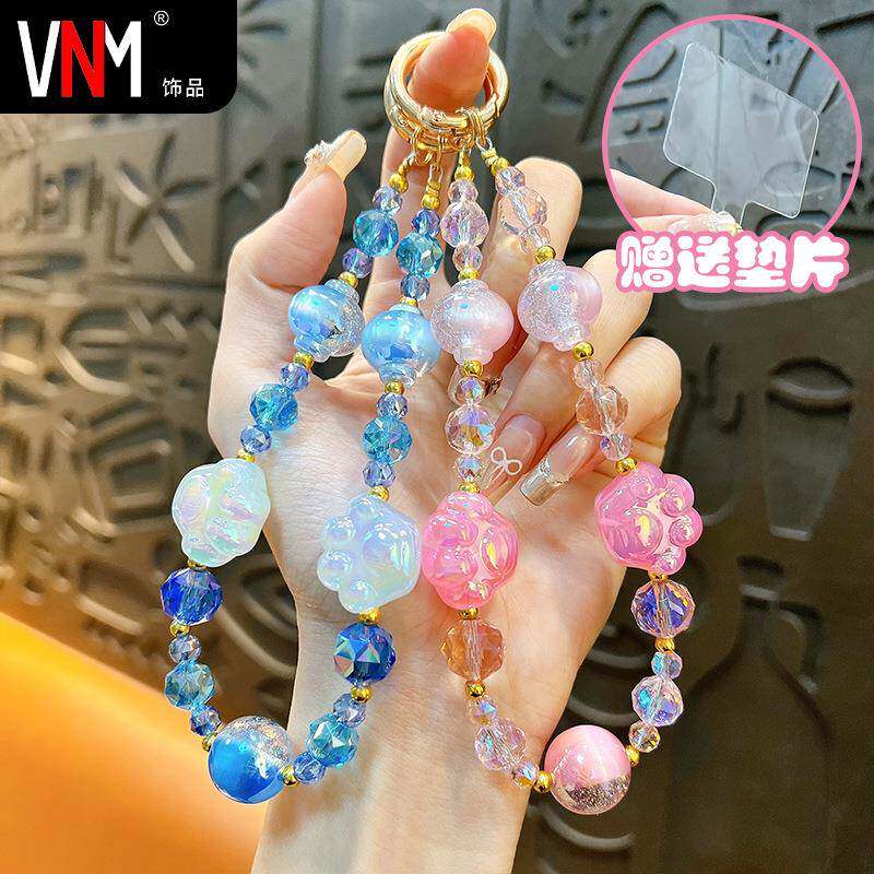 创意灯笼猫爪串珠手机链钥匙扣可爱书包挂件汽车钥匙链小礼品