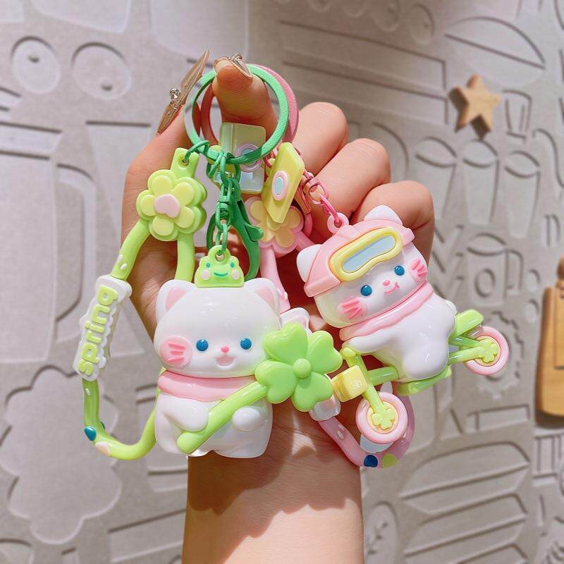 可爱亮面春游小猫咪钥匙扣挂件PVC小商品汽车钥匙链卡通公仔
