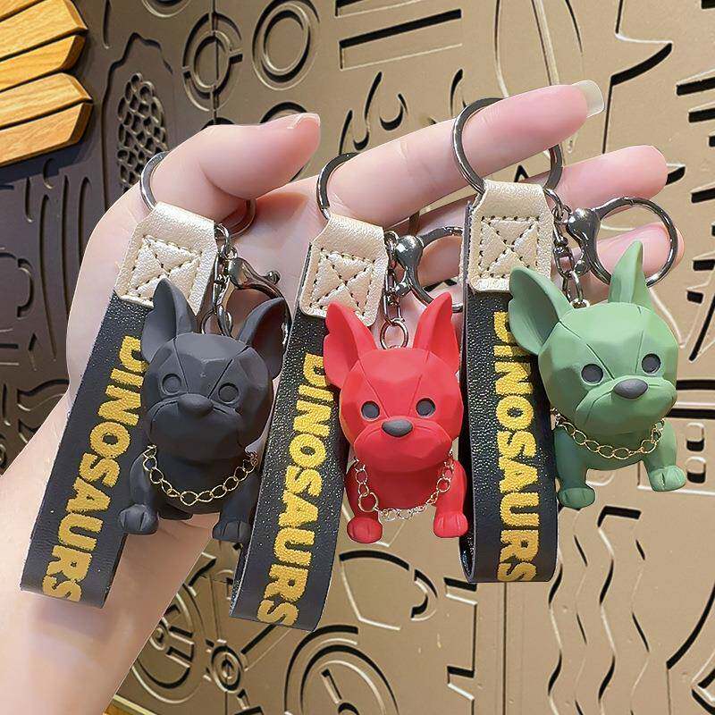 创意卡通树脂切面斗牛犬狗钥匙扣挂饰汽车包包地摊盲盒小礼品