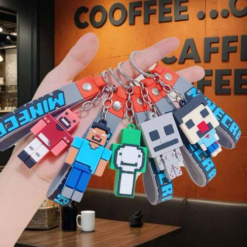 我的世界软胶钥匙扣挂件钥匙链人物汽车挂饰卡通玩偶pvc创意礼品
