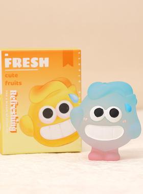 卡通龇牙水果公仔树脂摆件直播盲盒迷你手办办公桌面创意礼品摆件