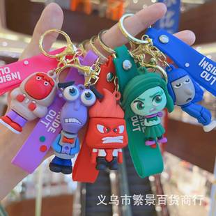跨境头脑特工队钥匙扣挂件INSIDE OUT卡通汽车钥匙链圈小礼品