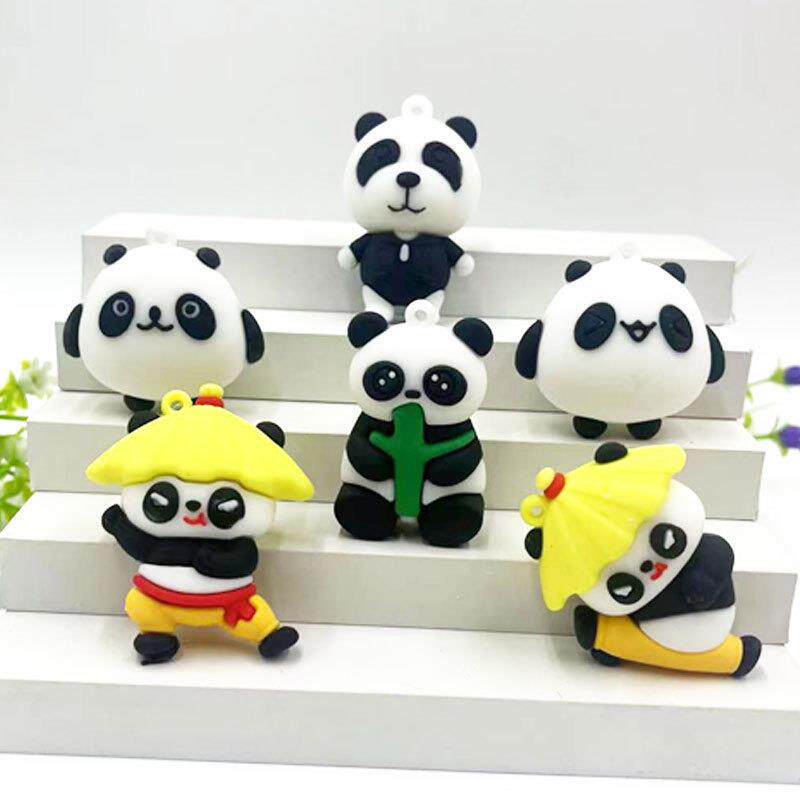 卡通可爱熊猫钥匙扣挂件PVC软胶立体公仔配件地推小奖励学生礼品